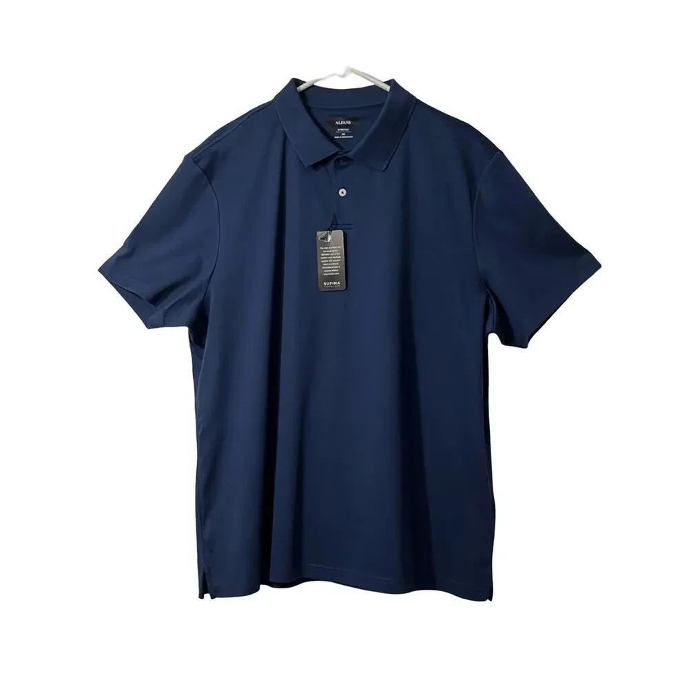 Alfani Polo Shirt Mens Size XXL Navy Blue Short Sleeve Polo Supima Cotton NWT